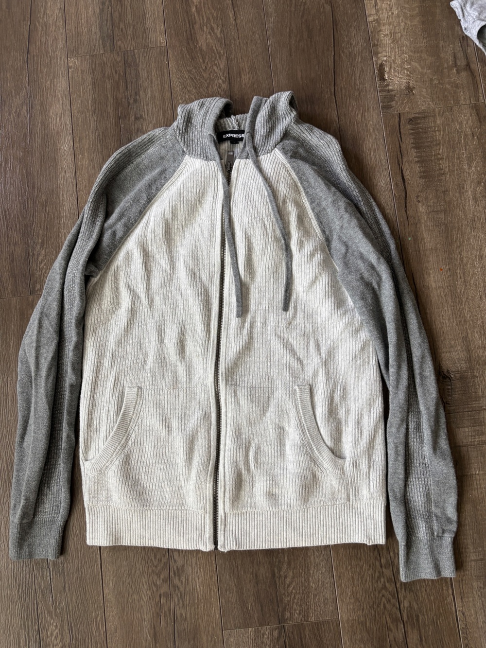 Express Men’s Two-Tone Gray Full-Zip Sweater